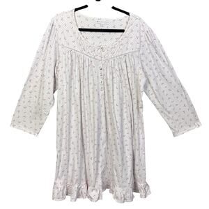 Eileen West Pintuck Flannel Nightgown Floral Lightweight  XL Cottagecore Grandma